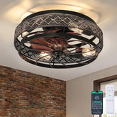 SHIHOT 18-inch low-profile caged fan with light ideal for bedrooms and small spaces.