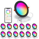 SikSog black 6-inch RGB-CW downlight angle view for ambient color control