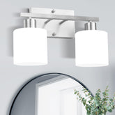 SILAMPDI over-mirror vanity light in brushed nickel provides even bathroom illumination.