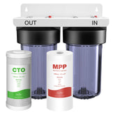 SimPure two-stage filter housing assembly with clear view for easy monitoring.