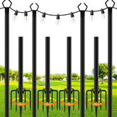 Sinley 10ft pole with fork secures outdoor string lights.
