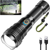 Sinvimes rechargeable flashlight in front view, ready for quick access and use.