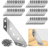 Sissinda 50pcs corner brackets pack reinforces furniture joints with durable stainless steel.