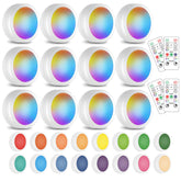SixDEFLY puck light with remote for color-changing under-cabinet illumination.