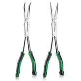 SK double compound long-reach pliers with straight nose for precise gripping in tight spaces.