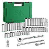 SK drive socket set case keeps tools organized for portable use.