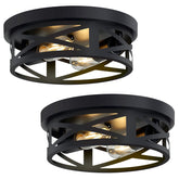 SKEJAO 2-light black flush mount hallway fixture ideal for bright corridors.