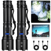 SKNSL dual-pack 99,000-lumen flashlights illuminate wide outdoor spaces during camping.