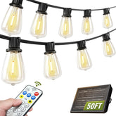 Skoiuc solar string lights outdoor panel view for efficient charging and year-round illumination.