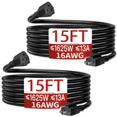 Skrizcable 16-3 indoor extension cord 15ft 2-pack powers lamps and devices safely