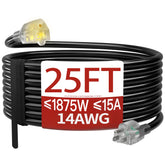 Skrizcable 25ft extension cord with indicator light for dark work areas.