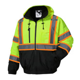 SKSAFETY high-visibility jacket front view with 360° reflective strips for enhanced visibility