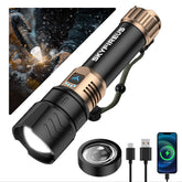 Skyfire flashlight with ignition lens on head, ready for outdoor use and fire-starting scenarios