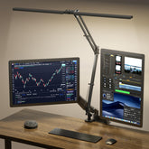 SKYLEO LED desk lamp with clamp shows quick installation for a tidy home office setup