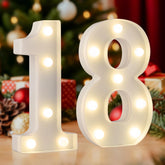 SKYPHAROS 18th birthday sign in warm white glow for party decor.