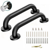 SLYLINRY 12-inch black stainless steel handrail mounted on wall for steady support.
