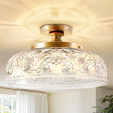 Slypadan semi flush mount 12inch gold glass globe shade brightens a room with vintage charm