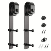 SMARTSTANDARD black J-shape sliding barn door hanger for durable movement