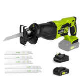 SnapFresh 20V reciprocating saw cutting action for precise wood cuts