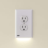 SnapPower GuideLight duplex outlet install shows tool-free setup and ambient glow.