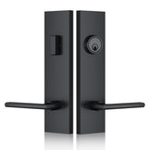 SNBTLA matte-black front door handle enhances curb appeal and security.