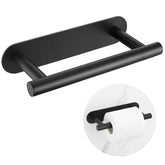 SOAEZ toilet paper holder matte black wall mount with swivel double base for secure rolls.