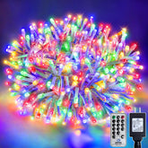 Soagrc 132ft multicolor lights on outdoor tree for festive ambiance.