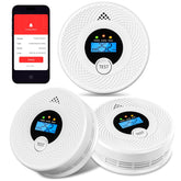 Soewolit WiFi smoke detector front view with app alerts for real-time safety updates