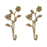SOFFEE DESIGN 2pc metal dark gold coat hooks with 3D bee and flowers, stylish wall display.