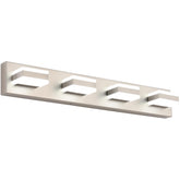 SOLFART brushed nickel vanity light with four LEDs for clear bathroom mirror illumination.
