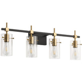 SOLFART farmhouse brass bathroom light over mirror with glass shade for vintage-style illumination