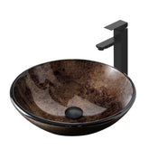 SOLIDEE bathroom artistic vessel sink brown glass top view showing spacious round bowl for modern use.