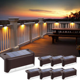 SOLPEX solar deck light on stairs for a softer glow near entry