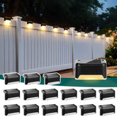 SOLPEX solar deck light on stairs delivering warm safety illumination