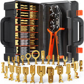 SOMELINE spade-terminal crimping tool setup enables clean, consistent crimps for DIY wiring.