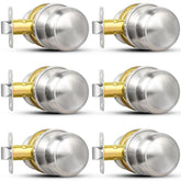 Sopoby Brushed Nickel door knob pack front view, durable finish for long life