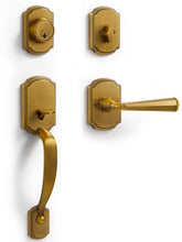 SORWDUERM antique brass front door handle enhances curb appeal with a durable finish