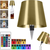 SOUDFK bottle lamp with gold shade and remote for elegant wine glow