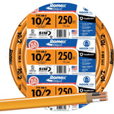 Southwire 250' 10/2 NMB cable with orange PVC jacket for dry indoor wiring.