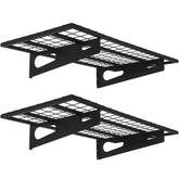 Soywey two-pack wall shelves assembly demonstrates easy mounting and organized garage space.