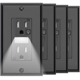 SOZULAMP black wall outlet with night light for safer nighttime navigation.
