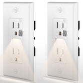 SOZULAMP two-pack LED night light outlet front view showing sleek white receptacle