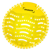 SPARGOS lemon-scented urinal screen keeps bathrooms fresh and clean.