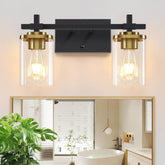 Spiglamm 2-Lights vanity light over mirror with square glass shade for stylish bathrooms.
