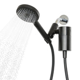 Sproos handheld showerhead front view with filter set for cleaner water