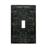 Spshian black flower embossed 1-gang switch plate adds luxurious texture