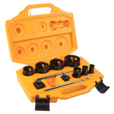 Spyder bi-metal hole saw kit with seven sizes for fast, clean cuts in metal and wood