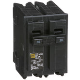 Square D HomeLine 30A two-pole circuit breaker front view for reliable panel protection