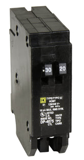 Square D HOMT3020 front view showing space-saving tandem breaker design