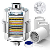 SR SUN RISE 20-stage shower filter in chrome, showcasing filtration for purer water.